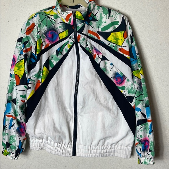 1980’S WINDBREAKER JACKET – ZIP-UP – SPRAY PAINT GRAPHIC DESIGN -side po… - Picture 1 of 8